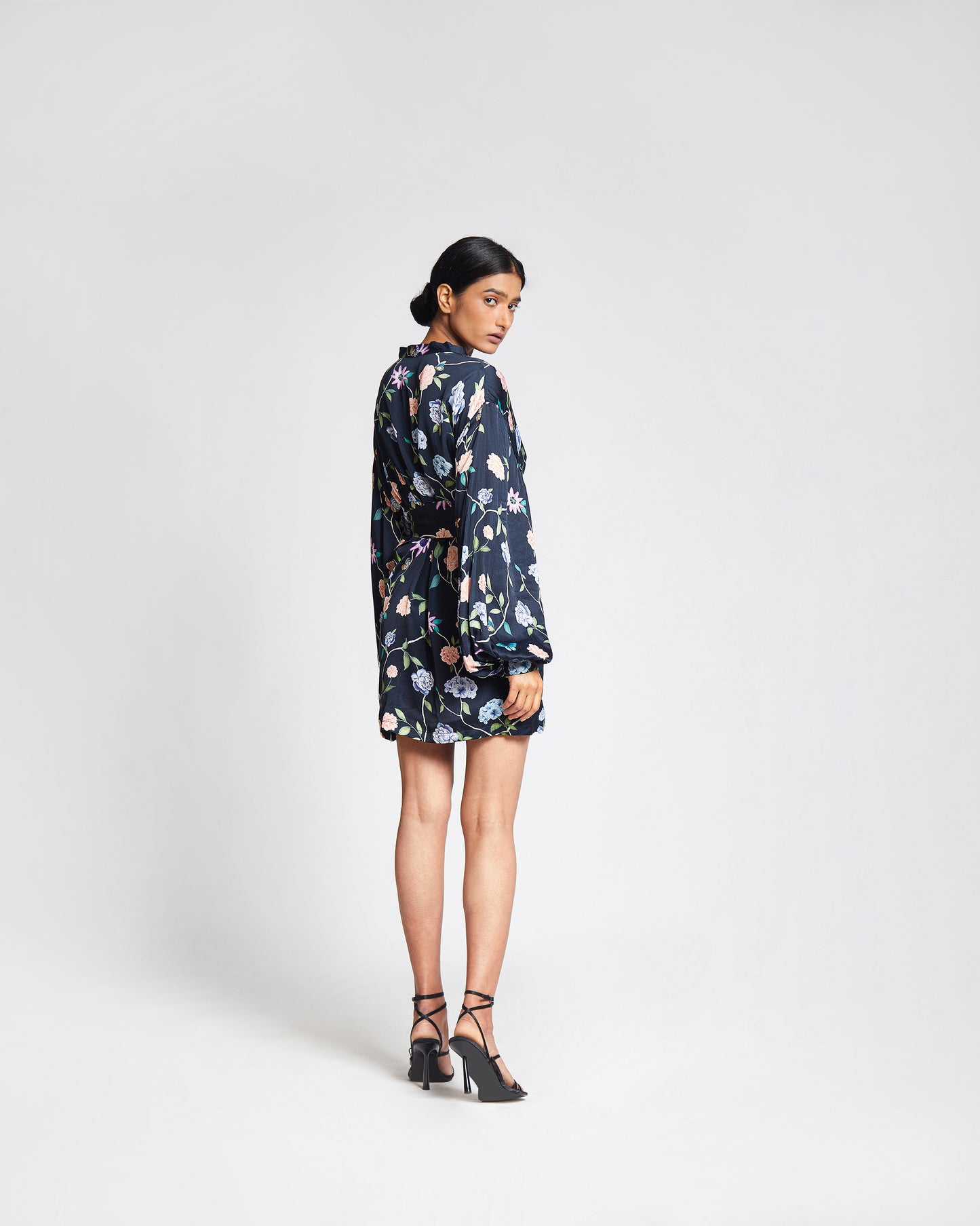 Rosa Kimono Navy- Short Satin Kimono